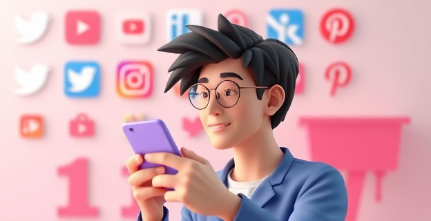 Una imagen que represente a un influencer creando contenido en su smartphone con un fondo que muestra logotipos de redes sociales y una campaña electoral en marcha.