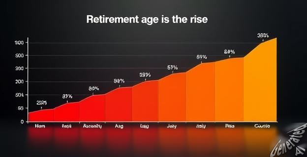 Un gráfico que muestra la evolución de la edad de jubilación en diferentes países, con un titular que dice 