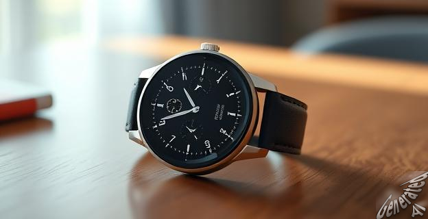 Un reloj inteligente Google Pixel Watch3 sobre una mesa con una pantalla brillante que muestra información de salud y fitness.