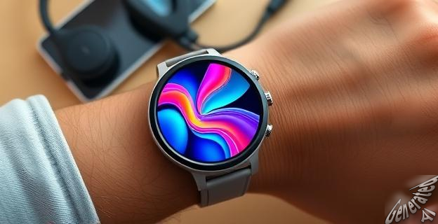 Imagen de un reloj inteligente Redmi Watch 5 en una muñeca, con una pantalla de 2,07 pulgadas mostrando un fondo de pantalla personalizado, rodeado de un dispositivo móvil y auriculares Xiaomi.