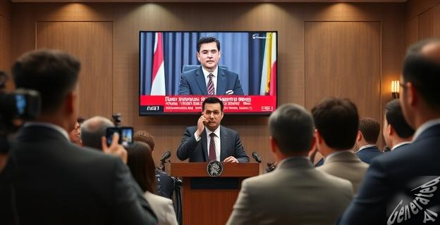 Una imagen de un grupo de personas en una sala de prensa, con el ministro de Justicia, Félix Bolaños, hablando en un podio, rodeado de periodistas y cámaras. Detrás de él, una pantalla con la imagen del juez Peinado y la noticia sobre Begoña Gómez.