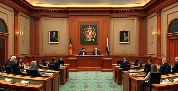 Imagen de una sala del Senado español con una comisión de investigación en sesión, con parlamentarios sentados en una mesa y un presidente de la comisión dirigiendo la sesión.