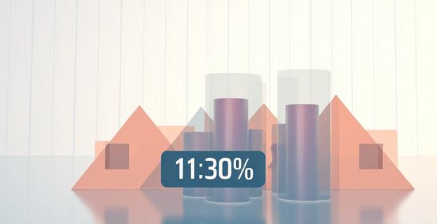 Una composición visual abstracta que representa la demografía penitenciaria. Formas geométricas superpuestas en tonos fríos y cálidos, simbolizando diferentes grupos de población dentro de un entorno carcelario minimalista. Se observan barras verticales estilizadas y un contador digital que muestra porcentajes, sin figuras humanas, enfocándose en la interacción de datos y proporciones.