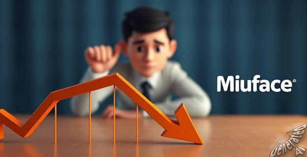 Una imagen de un gráfico financiero con una flecha hacia abajo, representando la crisis económica de Muface, con fondos de hospitales y funcionarios en el fondo.