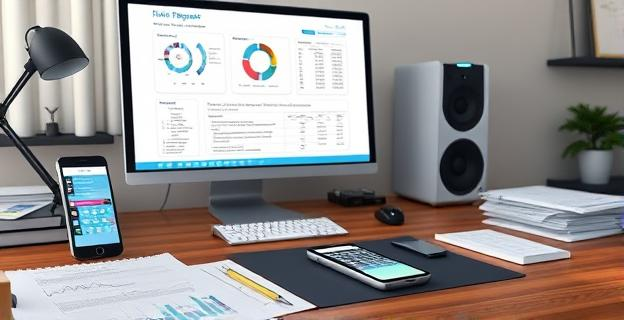 Una mesa con papeles y un ordenador mostrando un informe de 350 páginas, con un teléfono móvil al lado con mensajes de texto visibles en la pantalla.