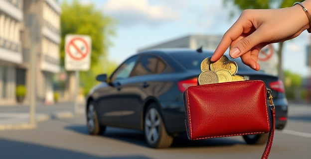 Imagen de un coche diésel en una zona urbana con un letrero de 