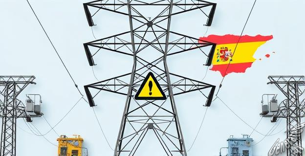 Una imagen de una torre de alta tensión con un gráfico superpuesto mostrando la saturación de la red eléctrica en España.