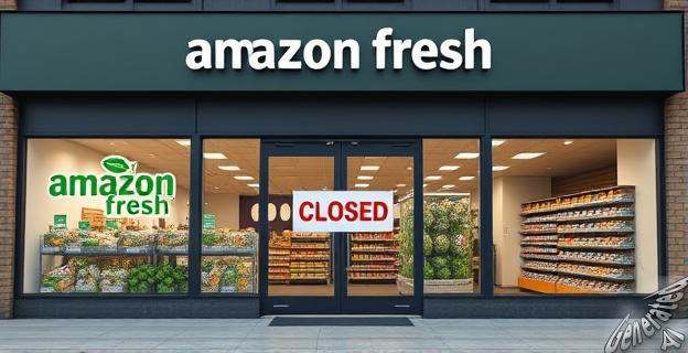 Imagen de una tienda Amazon Fresh cerrada en Reino Unido con un letrero de 