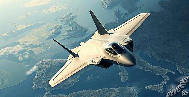 Un avión de combate F-35 Lightning II en vuelo, con un fondo de paisaje europeo, y un mapa de España y Bélgica en primer plano.