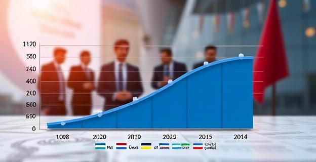 Una imagen que muestra un gráfico con una tendencia a la baja en el número de deducciones por aportaciones a partidos políticos en el IRPF durante el año 2020, con un fondo que representa la incertidumbre financiera y política.