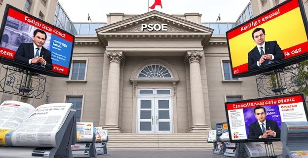 Una imagen que muestre un edificio oficial del gobierno español con un letrero que dice 