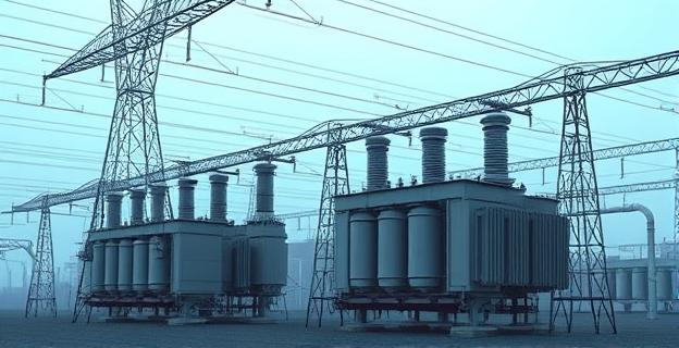 Imagen de una subestación eléctrica saturada con cables y transformadores, mostrando la complejidad de la red eléctrica y la necesidad de actualización y refuerzo de las redes