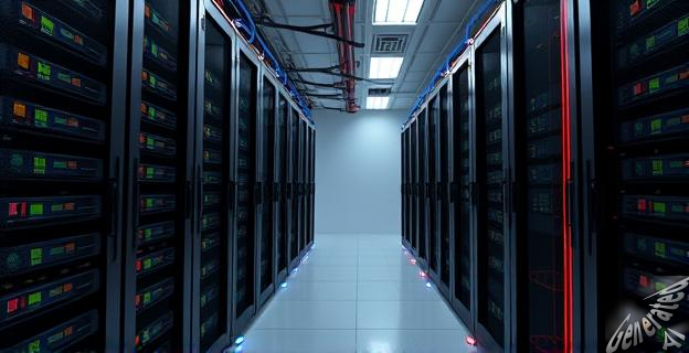 Centro de datos con servidores y cables de conexión