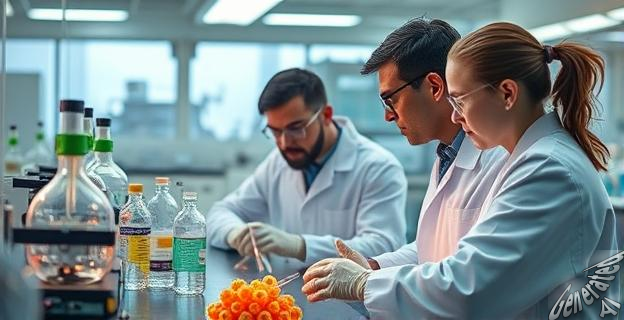Investigadores en laboratorio trabajando con microorganismos y plásticos