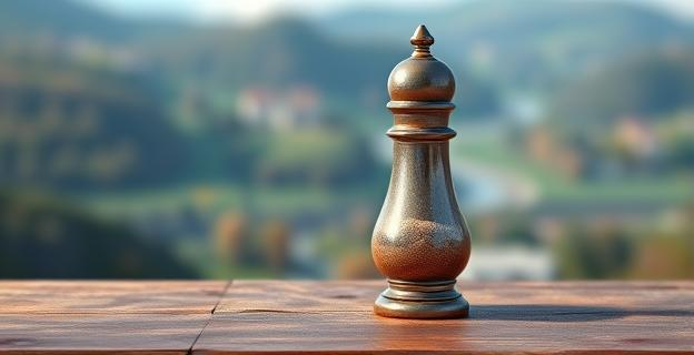 Imagen de un salero antiguo sobre una mesa de madera con fondo desenfocado que muestra un paisaje vasco