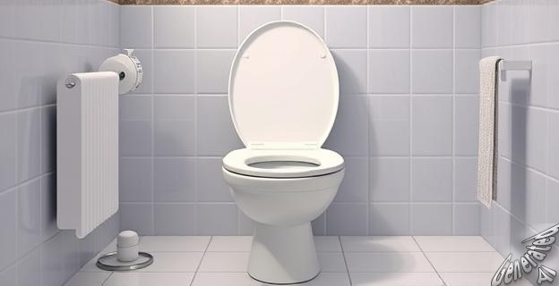 Una imagen de un baño limpio con un váter recién limpiado, mostrando el proceso de aplicación de la mezcla de bicarbonato y vinagre.