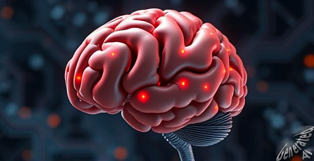 Una imagen de un cerebro humano con circuitos de computadora integrados, representando la fusión de la inteligencia artificial con la biología humana.