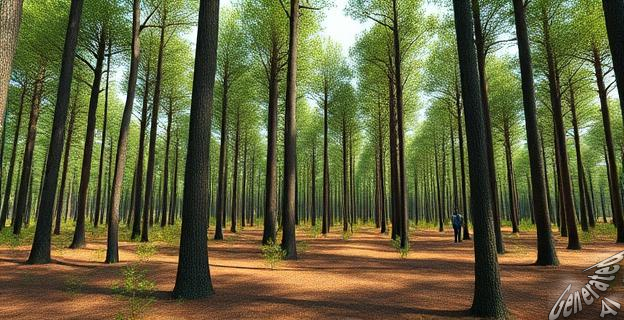 Imagen de un bosque en Soria con personas trabajando en la gestión forestal