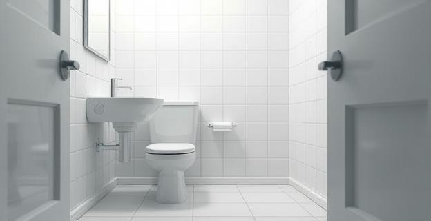 Imagen de un baño con un inodoro y un lavabo, con un ambiente limpio y minimalista, sin personas ni nombres propios