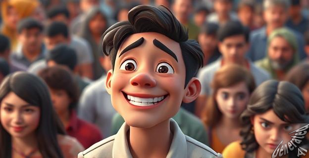 Ilustración de una persona sonriendo pero con una expresión de tristeza en el fondo, rodeada de muchas personas pero sin conexiones profundas.