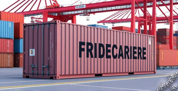 Imagen de un contenedor de carga con aranceles y controles de exportación en un puerto