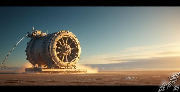 Una imagen de una centrifugadora gigante en una isla remota de Alaska, con un satélite siendo lanzado al espacio a gran velocidad.