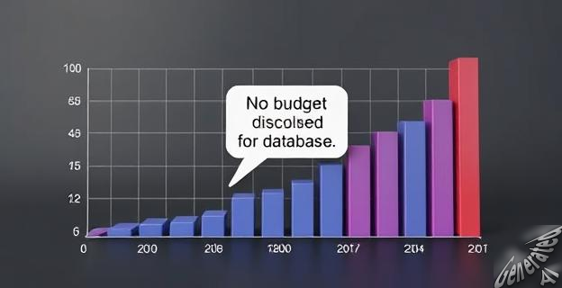 Una imagen de un gráfico con una línea de crecimiento que simboliza el aumento de los precios del alquiler en España, con una burbuja de diálogo que dice 'No hay presupuesto divulgado para base datos' en el centro.