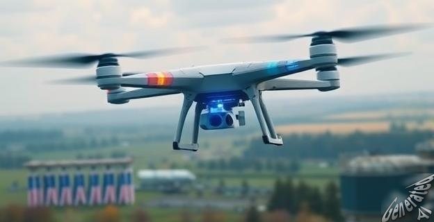 Imagen de drones ucranianos equipados con tecnología de inteligencia artificial sobrevolando el frente de batalla en Ucrania.