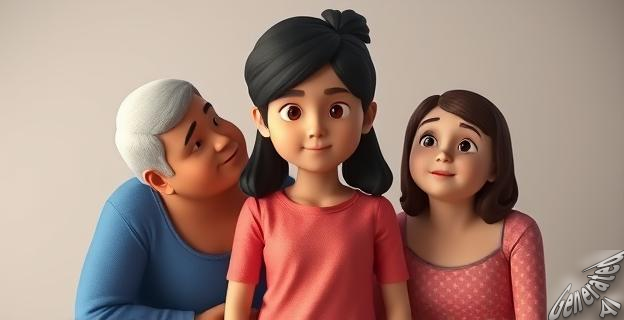 Una imagen de una familia dividida con una niña en el centro, representando la custodia de Rocío