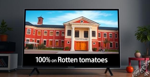 Una imagen de una pantalla de televisión mostrando la portada de la temporada 2 de Gen V, con un fondo de la universidad Godolkin y un titular que dice 