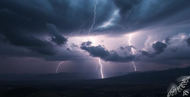 Imagen de una tormenta en el valle del Ebro con nubes oscuras y relámpagos