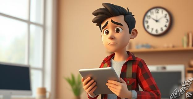 Un trabajador con expresión reflexiva y cansada, mirando hacia la ciudad, con un cartel que dice 