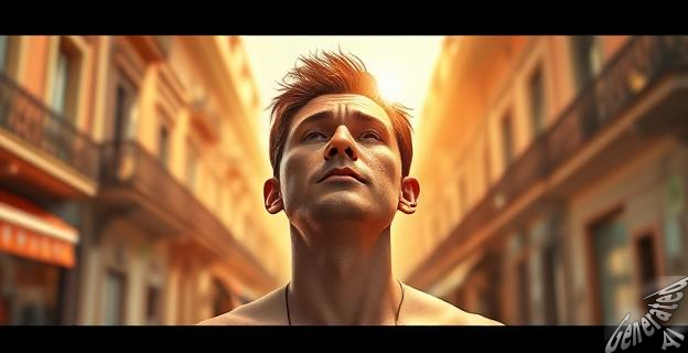 Una imagen de una persona sudando bajo el sol con un termómetro mostrando 40 grados en el centro de una ciudad española