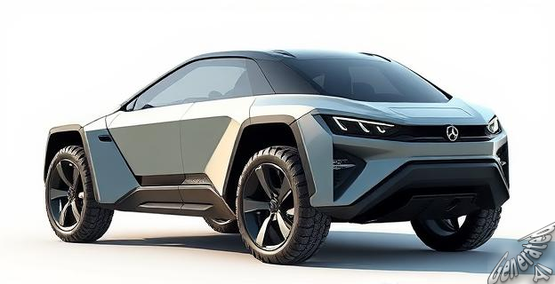 Un vehículo eléctrico grande y anguloso con aristas afiladas y un peso considerable, no apto para circular por carreteras europeas.