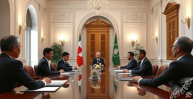 Imagen de una reunión en La Moncloa con Pedro Sánchez, Begoña Gómez y empresarios, con un ambiente de formalidad y negociaciones.