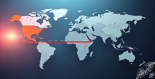 Una imagen de un mapa del mundo con una línea de tiempo en el centro, mostrando la evolución de la tecnología de semiconductores desde 2003 hasta 2023, con un gran desfase entre ASML y China.