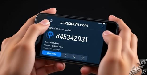 Una persona sostiene un teléfono con una pantalla de ListaSpam.com mostrando información sobre un número de teléfono sospechoso