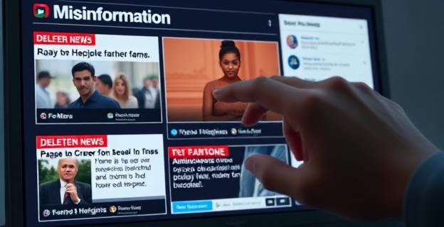 Imagen de una pantalla de ordenador con varias noticias sobre inmigrantes y delitos, con un titular que dice 