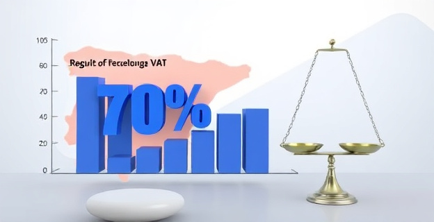 Imagen de un gráfico mostrando el aumento del porcentaje de IVA gestionado por Cataluña, con un fondo de mapa de España y Cataluña resaltada, y una balanza simbolizando la negociación y el equilibrio fiscal.