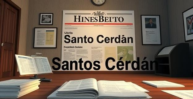 Una sala con documentos judiciales y un titular de prensa con el nombre de Santos Cerdán en un contexto de investigación judicial