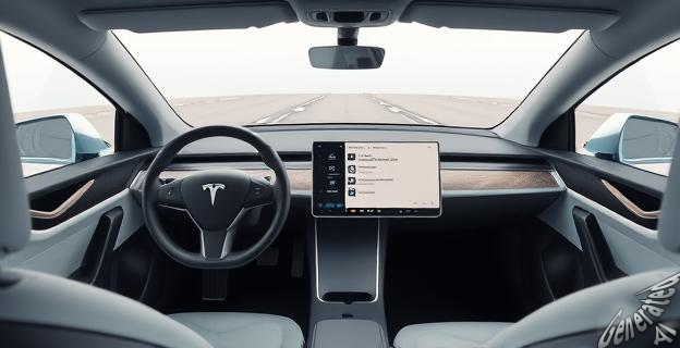 Un Tesla con un gran display mostrando la opción de 