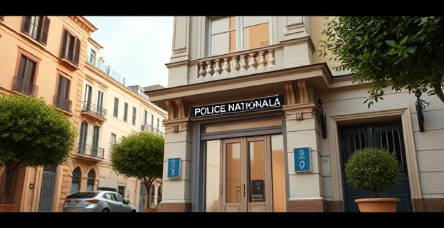 Imagen de una comisaría de policía con un letrero que indica 