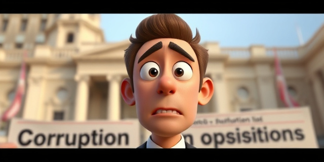 Una imagen de una persona con una expresión de sorpresa y decepción, con un fondo de un Ayuntamiento y un titular de periódico que dice 