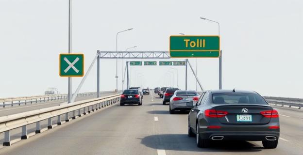 Una autopista con un puente en obras y un letrero que indica 