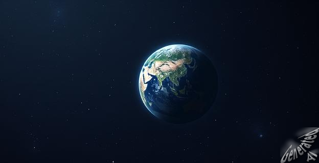 Imagen de un planeta idéntico a la Tierra en el cielo nocturno, con una atmósfera contemplativa y poética