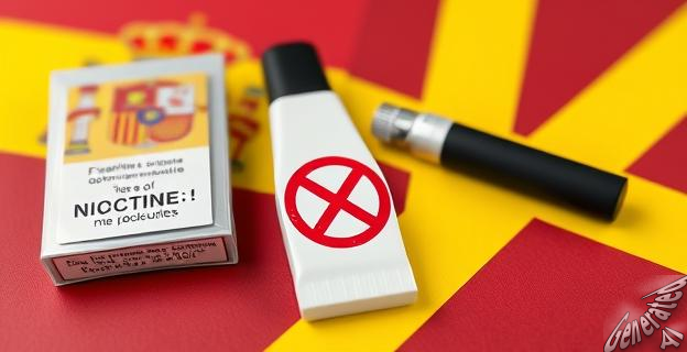 Imagen de un paquete de bolsas de nicotina y un cigarrillo electrónico con un sello de 