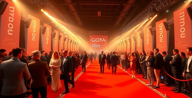 Una alfombra roja llena de focos y glamour en los Premios Goya, con figuras políticas y cinematográficas mezcladas
