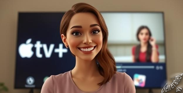 Una imagen de la actriz Jessica Chastain sonriendo, con un fondo de una pantalla de televisión con el logo de Apple TV+ y la serie The Savant en pausa.