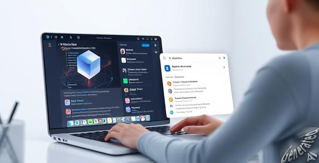 Una imagen de una persona utilizando un navegador web con una barra lateral de asistente de IA, con una ventana emergente que muestra resultados de búsqueda y opciones de interacción.
