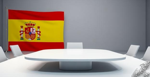 Una imagen de una mesa de negociación vacía con una bandera de España al fondo, simbolizando la ausencia de la ATA en la negociación de cuotas para autónomos en 2026.